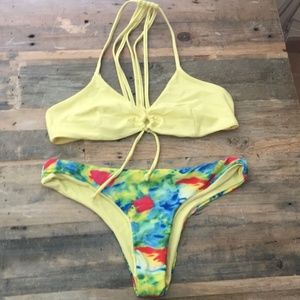 Reversible yellow bottom bikini